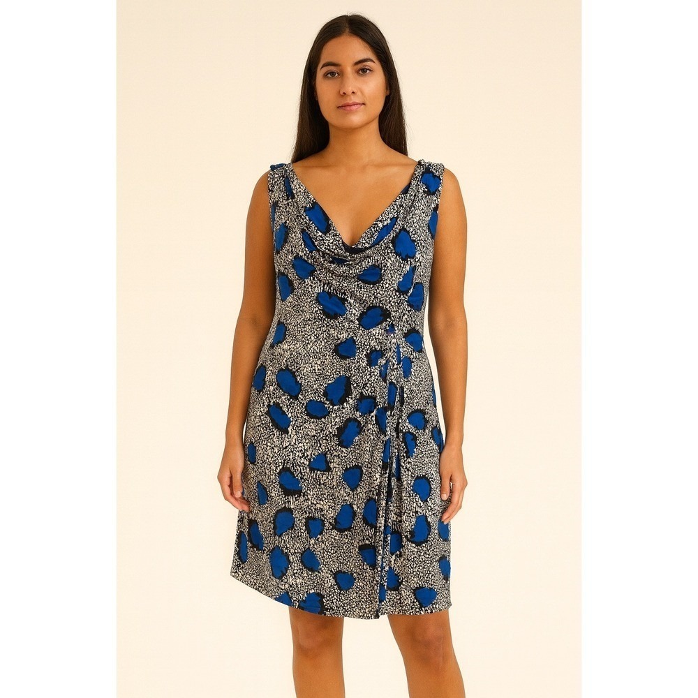 Diane von Furstenberg Dress Size 14 Blue Animal Print Sleeveless